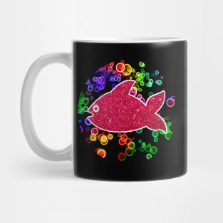 Red fish on the background of multi-colored bubbles Mug